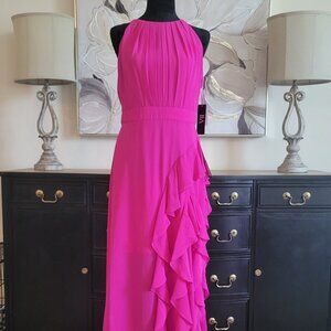 Pink Long Chiffon Halter Dress Betsy & Adam